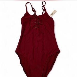 Old Navy Burgundy Lace-Up Bikini